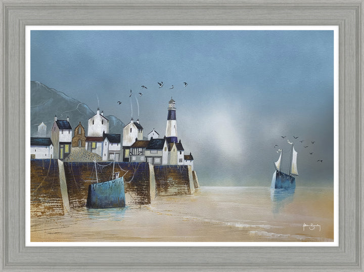 Lighthouse In The Harbour By Adam Barsby - TheArtistsQuarter