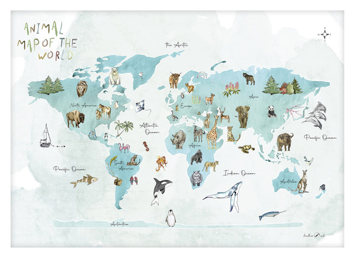 Animal Map Of The World By Feather.Ink - TheArtistsQuarter