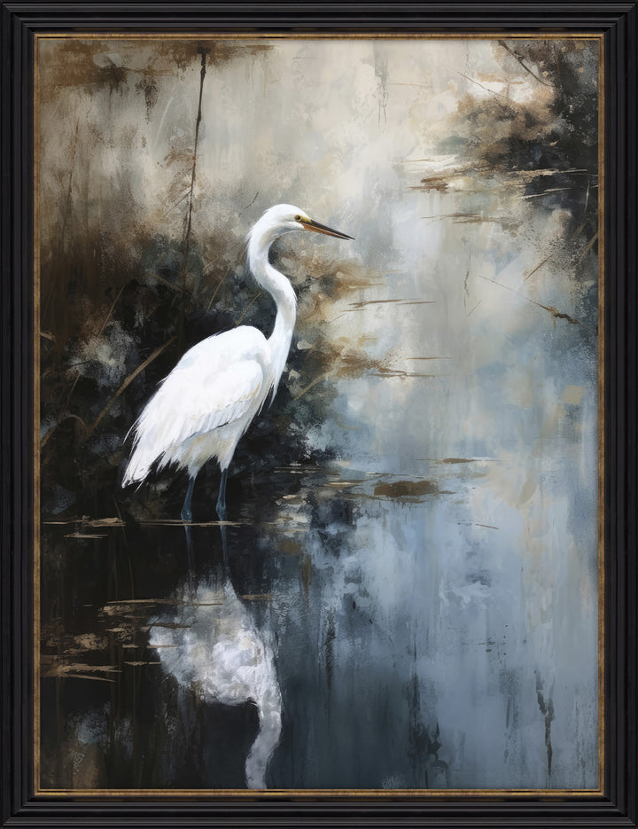 Egret In Lake By Treechild - TheArtistsQuarter