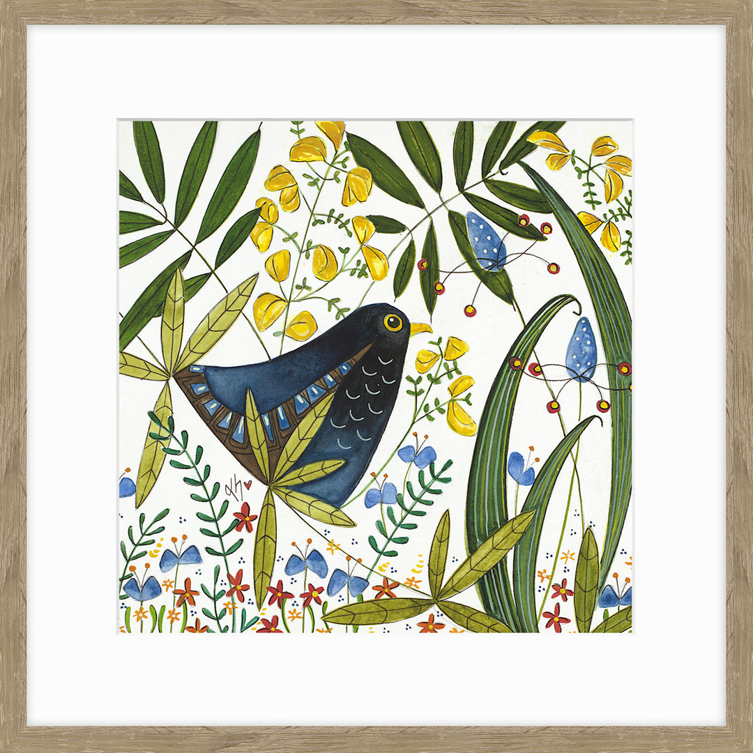 Blackbird In Hedgerow By Linda Hoskin - TheArtistsQuarter