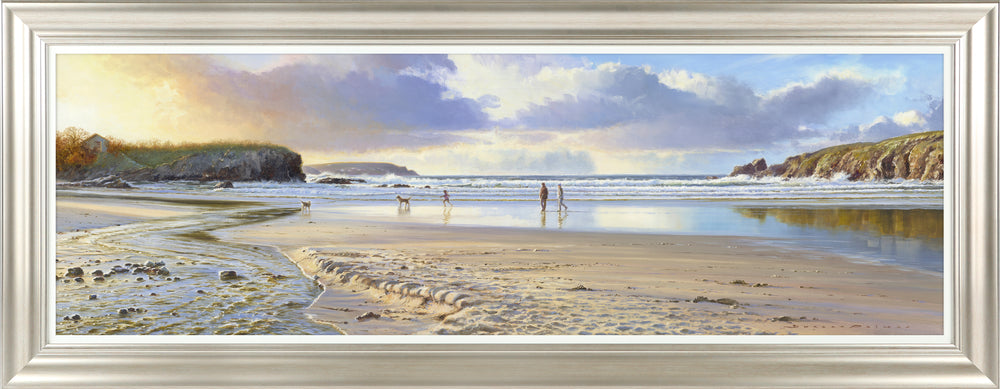 Walking The Dogs At Polzeath Beach By Duncan Palmar **Free, Next Day Delivery - TheArtistsQuarter