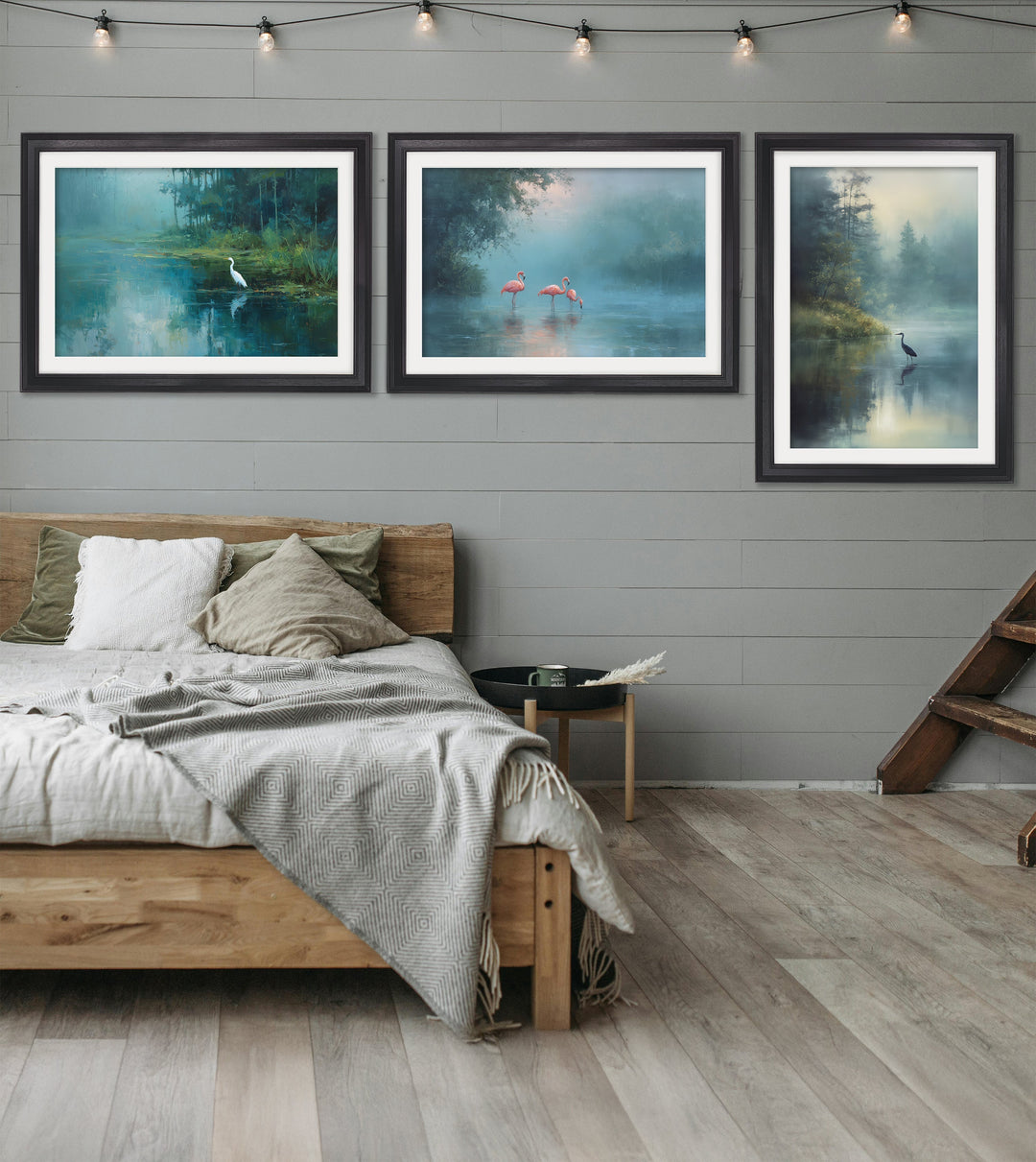 Misty Lake Flamingos - Black Hurstwood Frame