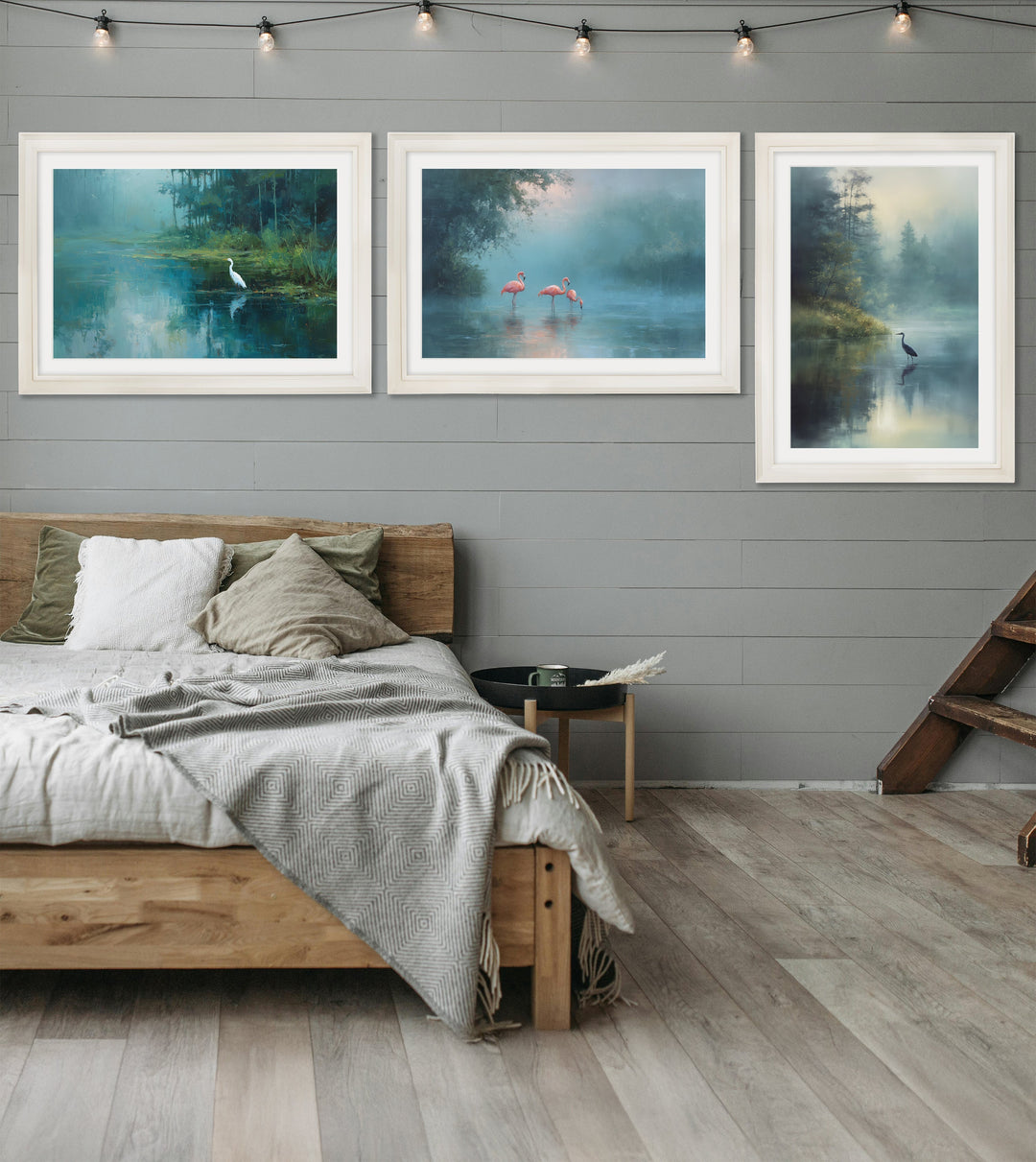 Misty Lake Heron - Cream Hurstwood Frame