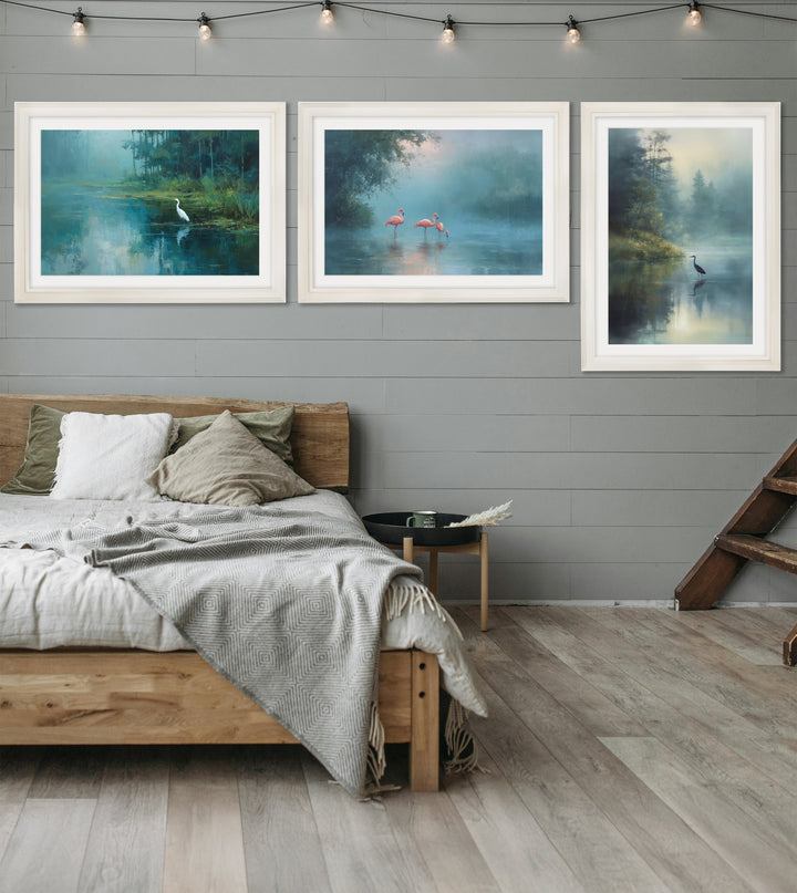 Misty Lake Great Egret - Cream Hurstwood Frame
