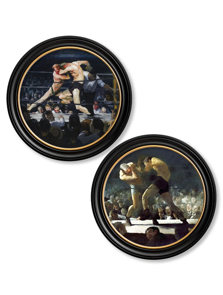 c.1900's George Bellows' Boxers - Round Frame *NEW* - TheArtistsQuarter