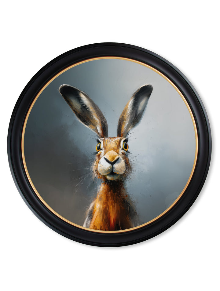 A Curious Hare - Oxford Round Frame