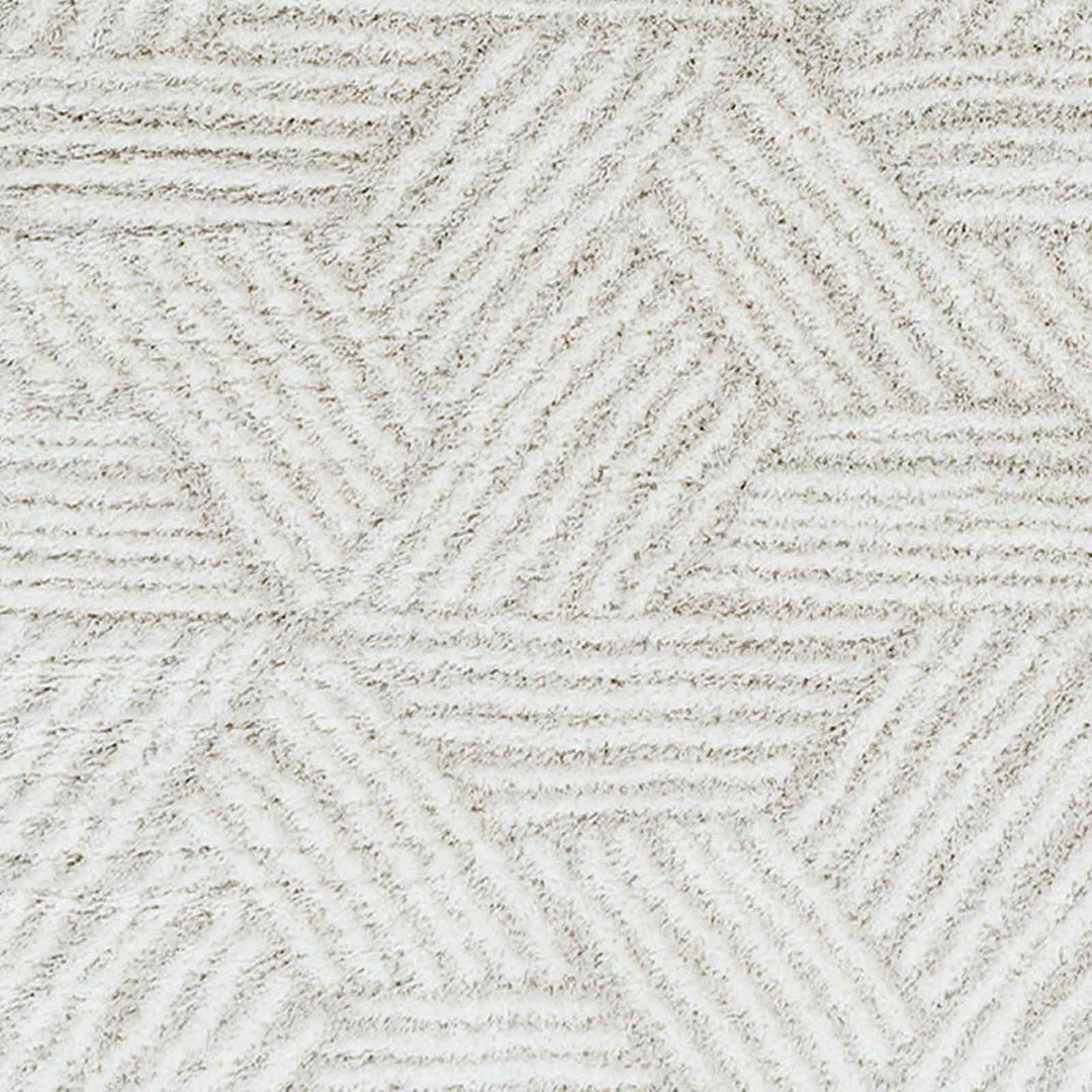 Cloudy Geometric Shaggy Rug Beige - TheArtistsQuarter