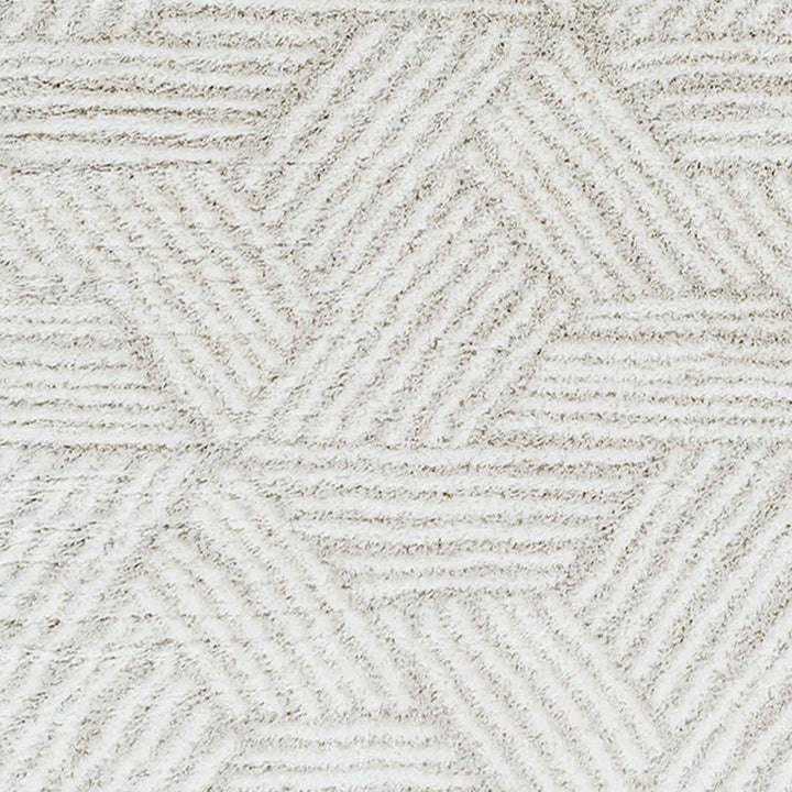 Cloudy Geometric Shaggy Rug Beige - TheArtistsQuarter