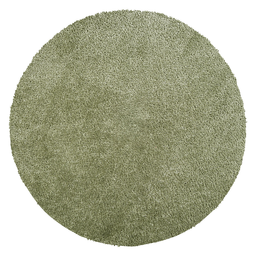 Cloudy Shaggy Round Rug Green - TheArtistsQuarter