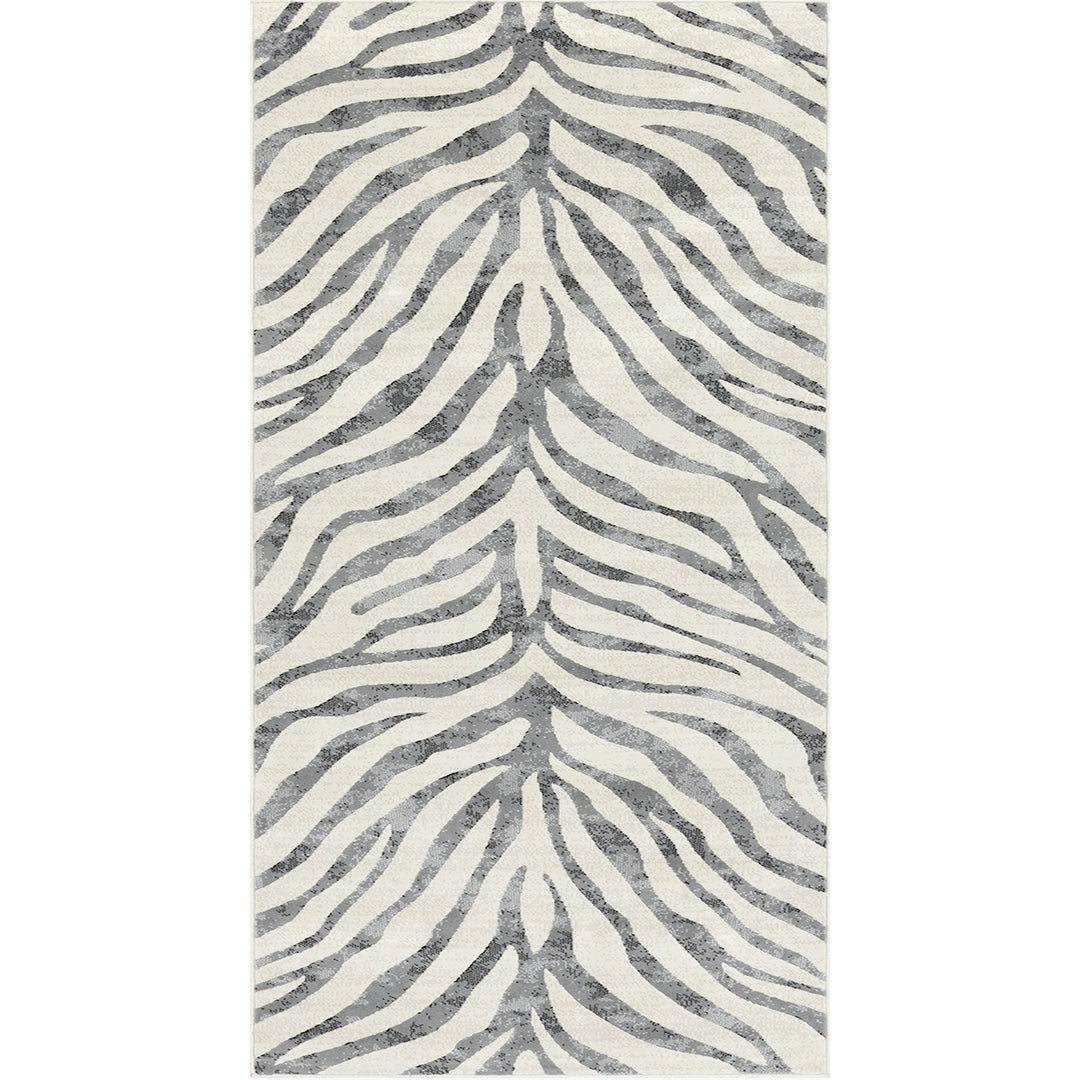 City Animal Print Zebra Boho Rug Grey - TheArtistsQuarter