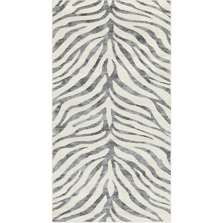City Animal Print Zebra Boho Rug Grey - TheArtistsQuarter