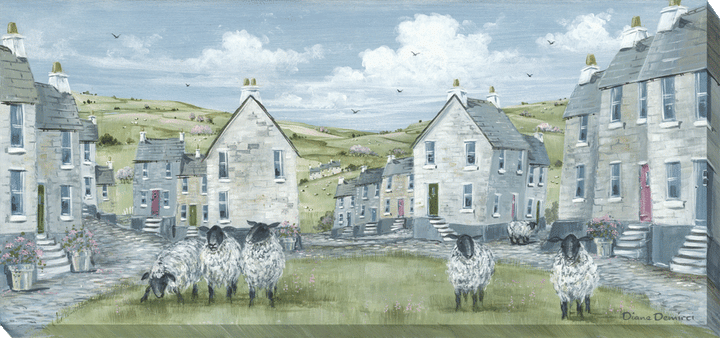 Sheep on the Green Canvas By Diane Demirci - TheArtistsQuarter