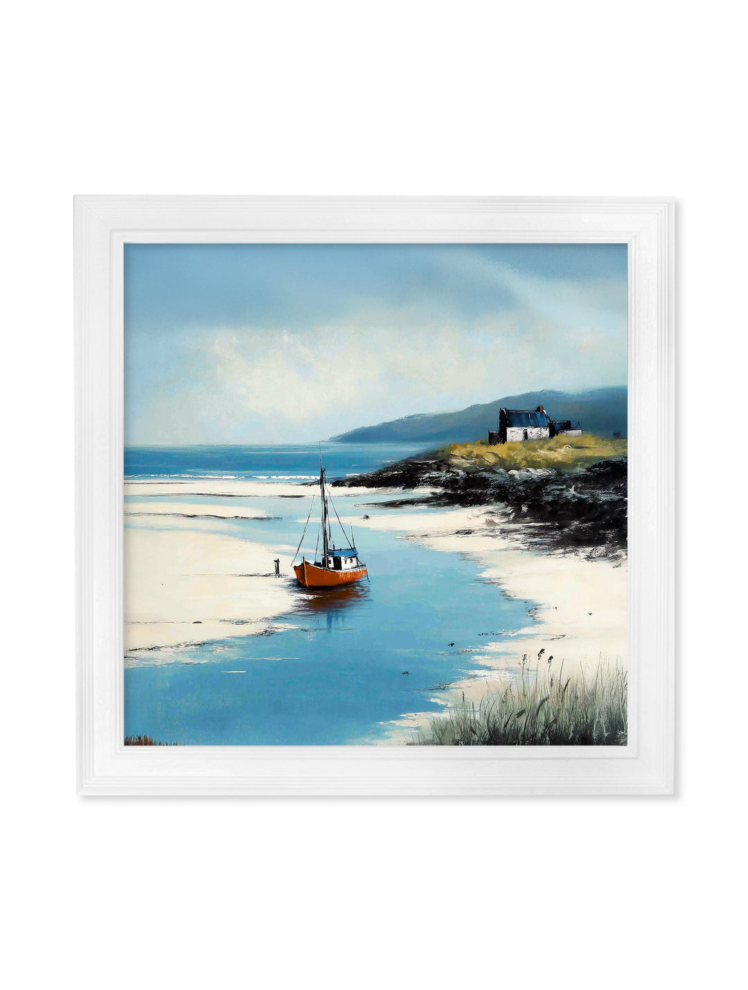 The Coastal Boat - White Hurstwood Square Frame