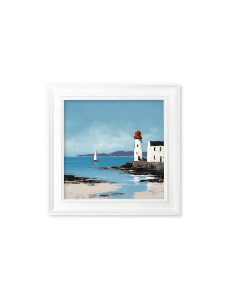 The Coastal Lighthouse - White Hurstwood Square Frame