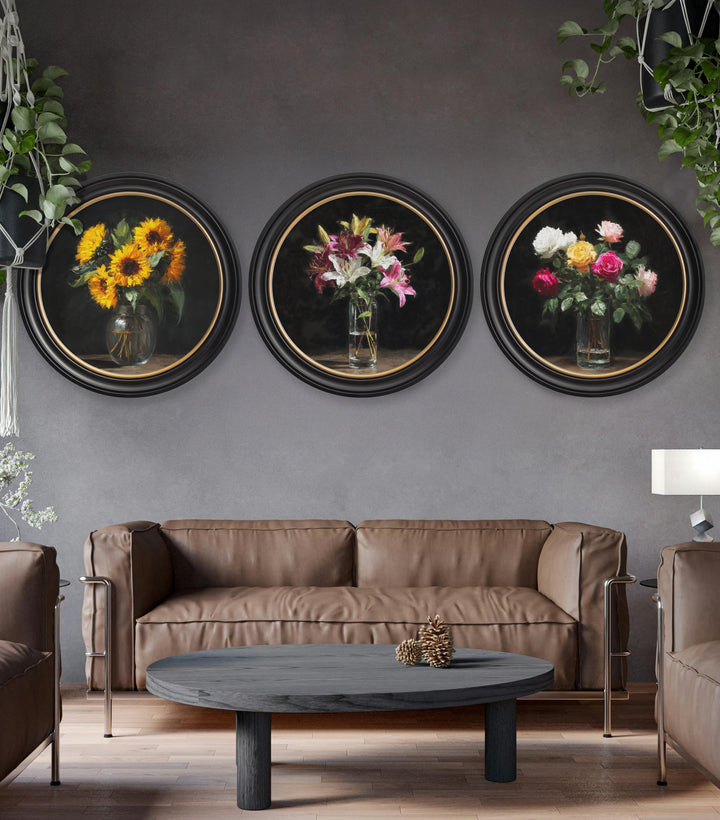 Roses After Dark - Oxford Round Frame