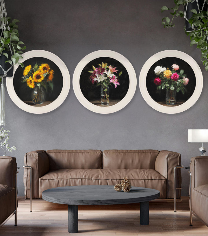 Roses After Dark - Oxford Strong White Round Frame