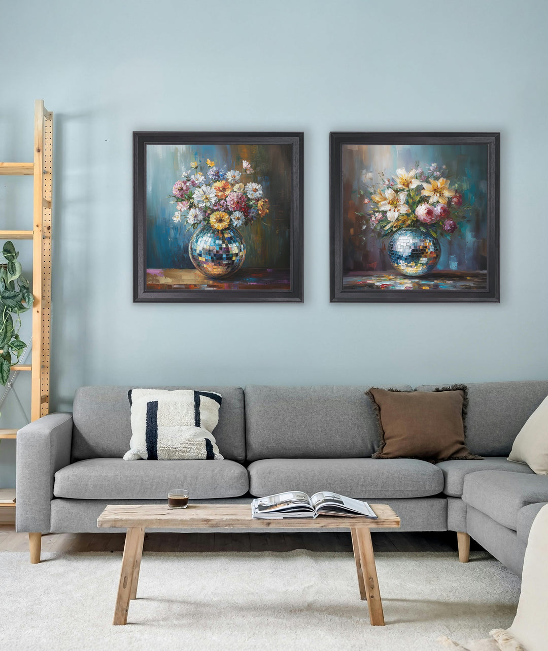 Disco Lilies & Roses - Black Hurstwood Square Frame