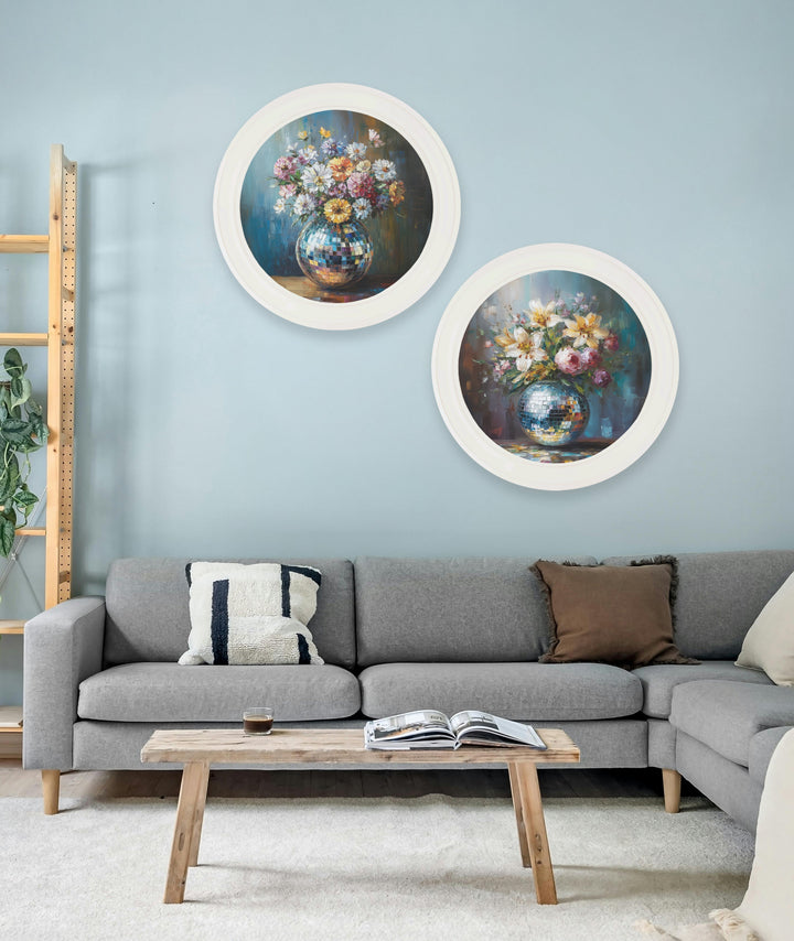 Disco Lilies & Roses - Oxford Strong White Round Frame