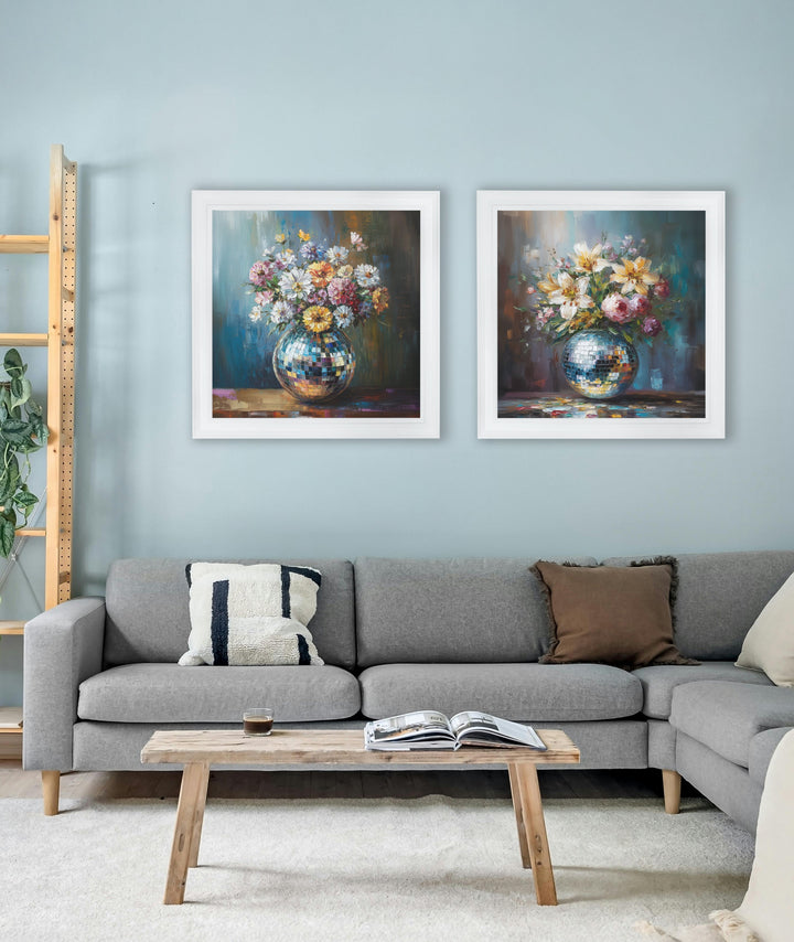 Disco Wildflowers - White Hurstwood Square Frame
