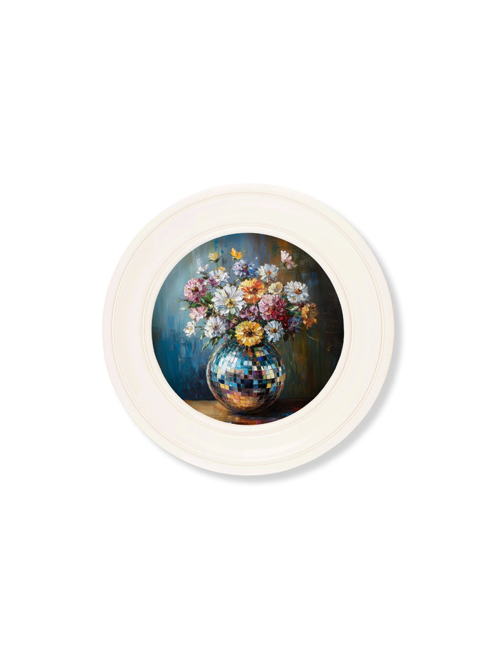 Disco Wildflowers - Oxford Strong White Round Frame