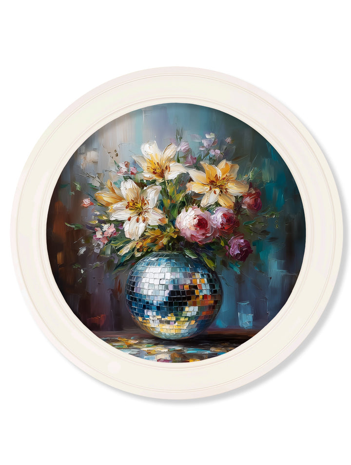 Disco Lilies & Roses - Oxford Strong White Round Frame