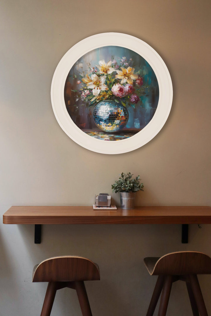 Disco Lilies & Roses - Oxford Strong White Round Frame