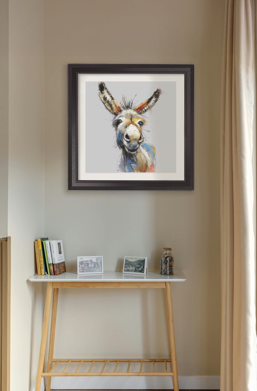 Donkey Jack & Jennet Cosy Sketch - Black Hurstwood Square Frame