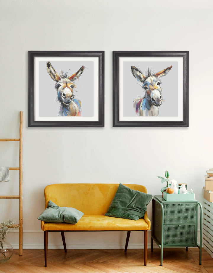 Donkey Jack & Jennet Cosy Sketch - Black Hurstwood Square Frame