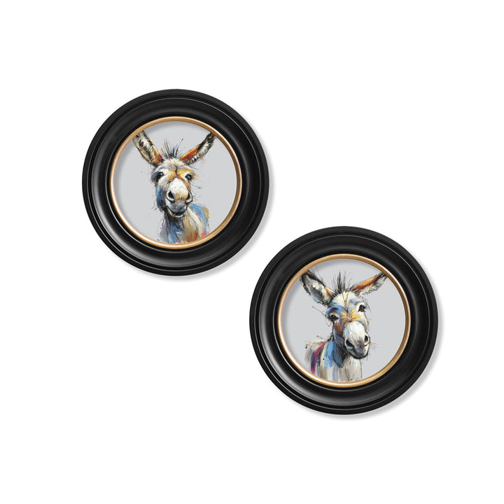 Donkey Jack & Jennet Cosy Sketch - Oxford Round Frame