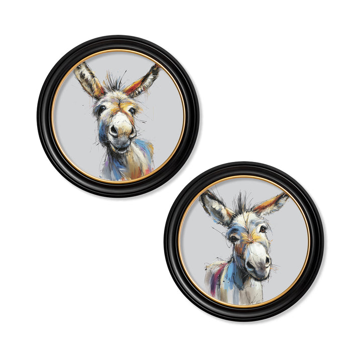 Donkey Jack & Jennet Cosy Sketch - Oxford Round Frame