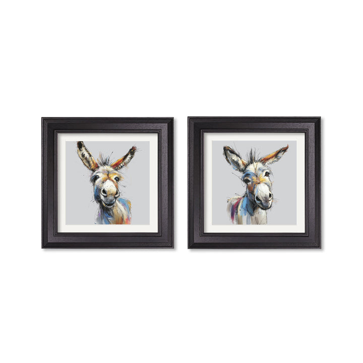 Donkey Jack & Jennet Cosy Sketch - Black Hurstwood Square Frame