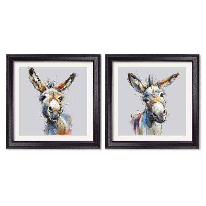 Donkey Jack & Jennet Cosy Sketch - Black Hurstwood Square Frame