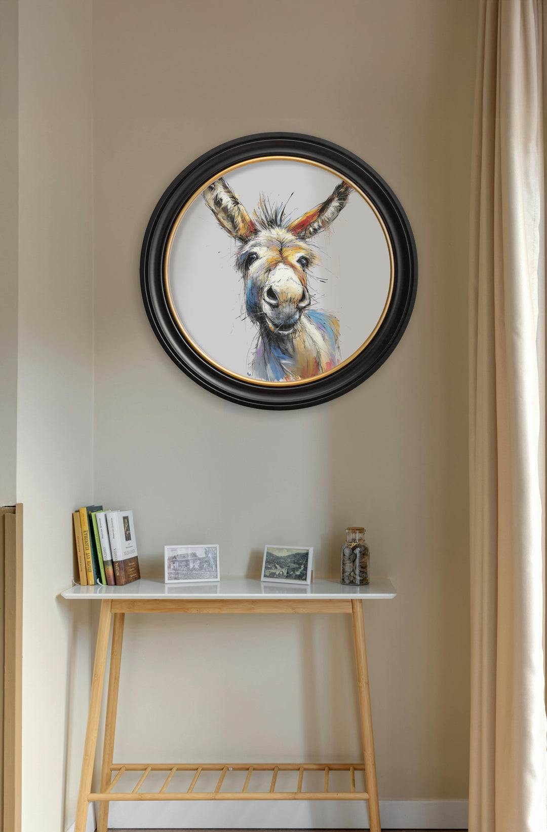 Donkey Jack & Jennet Cosy Sketch - Oxford Round Frame