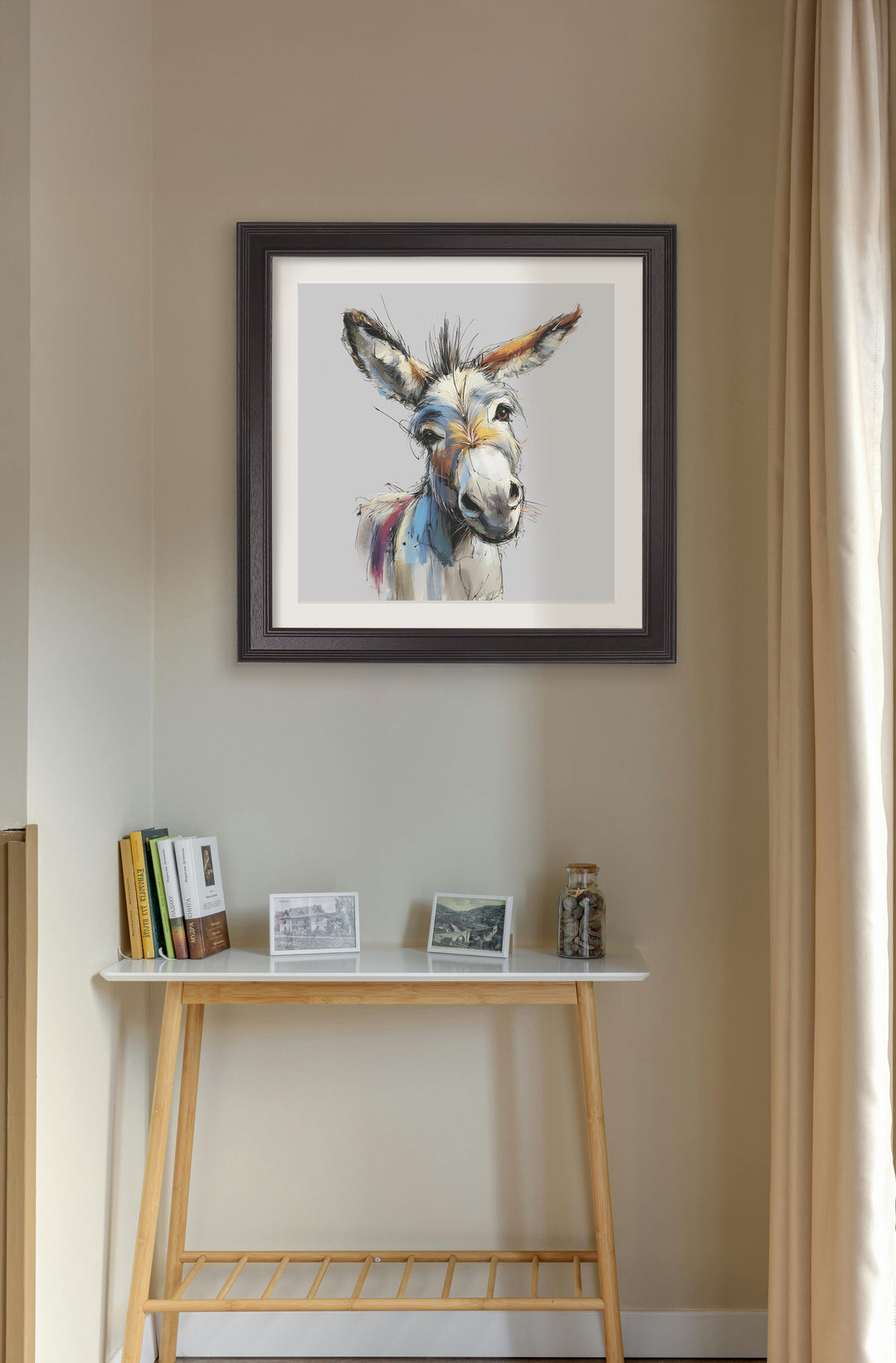 Donkey Jack & Jennet Cosy Sketch - Black Hurstwood Square Frame