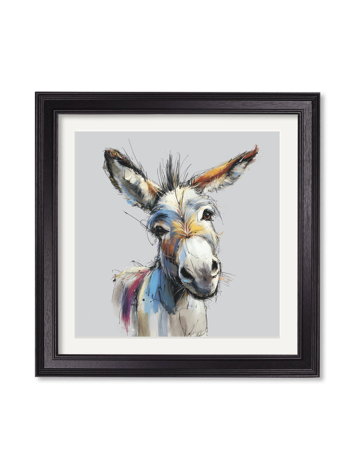 Donkey Jack & Jennet Cosy Sketch - Black Hurstwood Square Frame