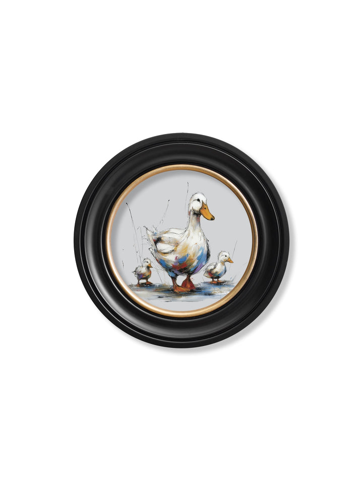 Family of Ducks Cosy Sketch - Oxford Round Frame