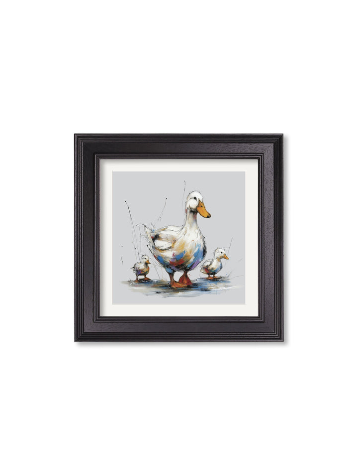 Family of Ducks Cosy Sketch - Black Hurstwood Square Frame