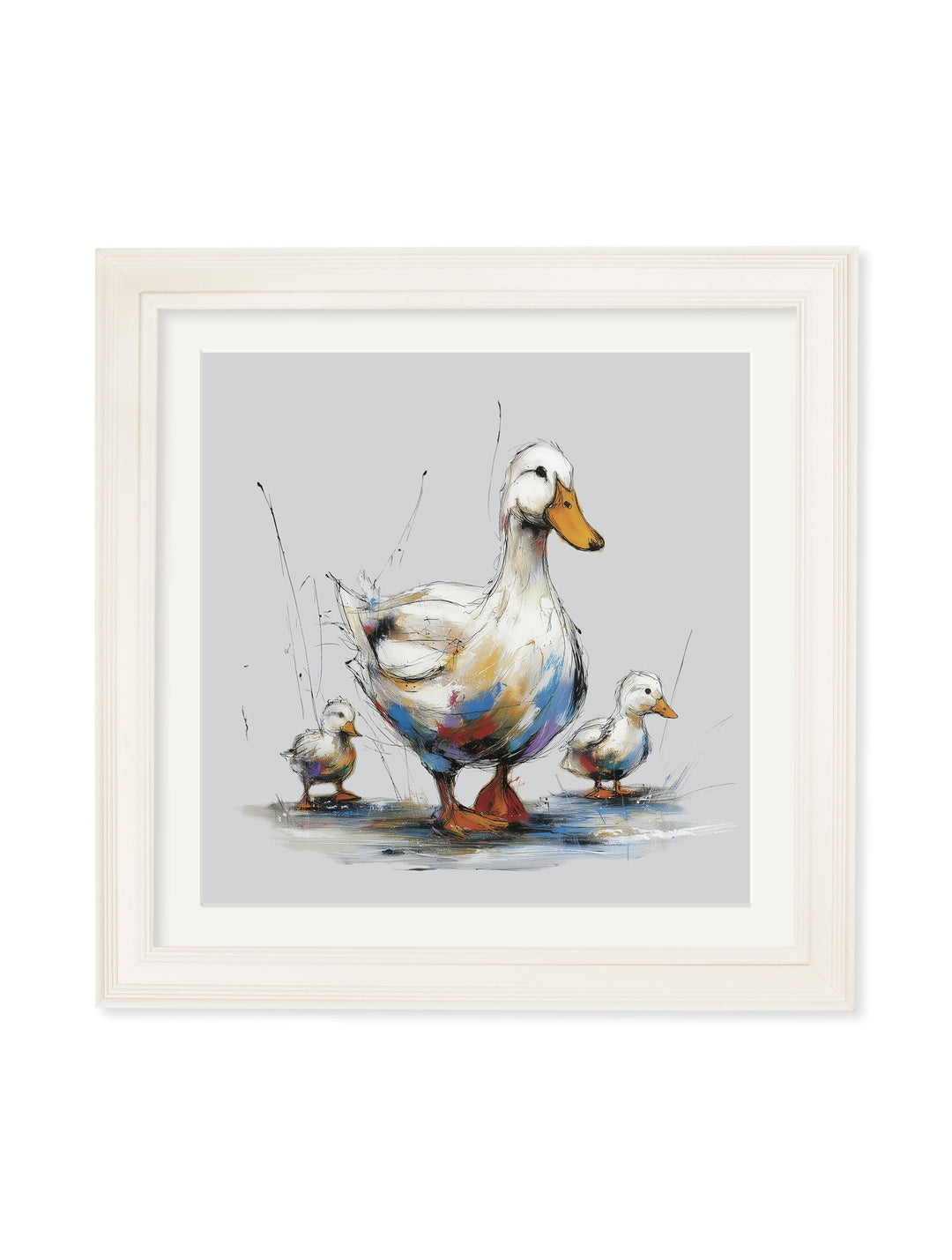 Family of Ducks Cosy Sketch - Cream Hurstwood Square Frame