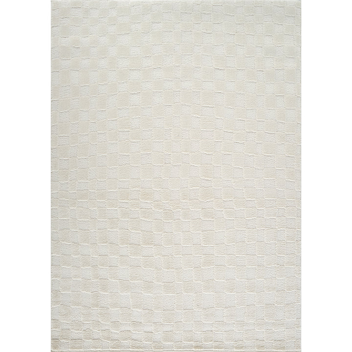 Freud Modern High Pile Checkered Rug White - TheArtistsQuarter