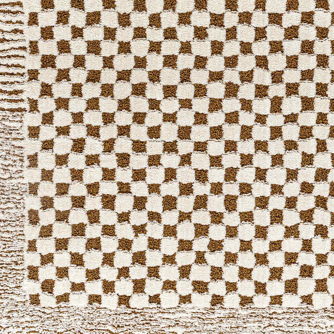 Freud Modern High Pile Checkered Runner Brown - TheArtistsQuarter