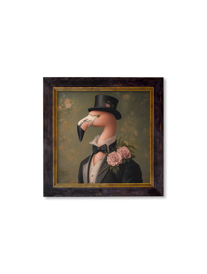 Baron Von Blush - Gentleman Flamingo Oxford Square Frame