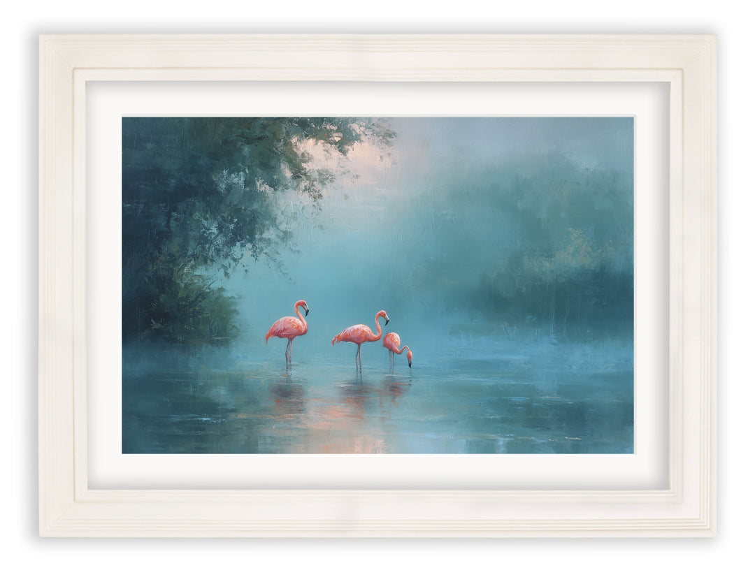 Misty Lake Flamingos - Cream Hurstwood Frame