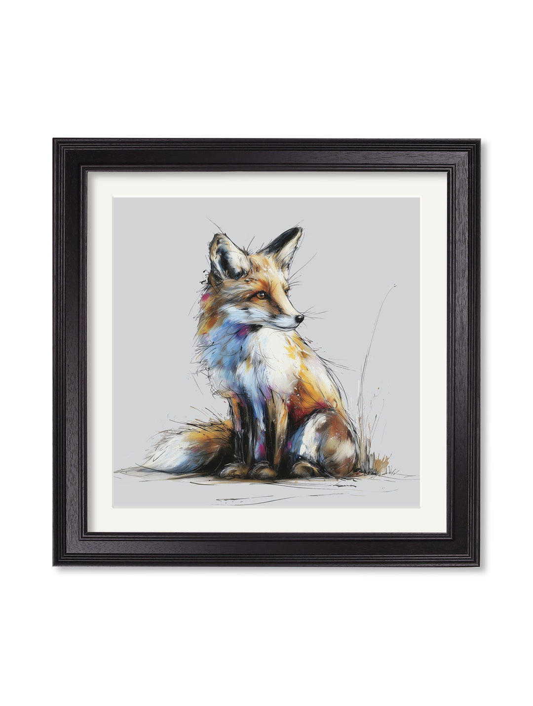 Little Fox Cosy Sketch - Black Hurstwood Square Frame