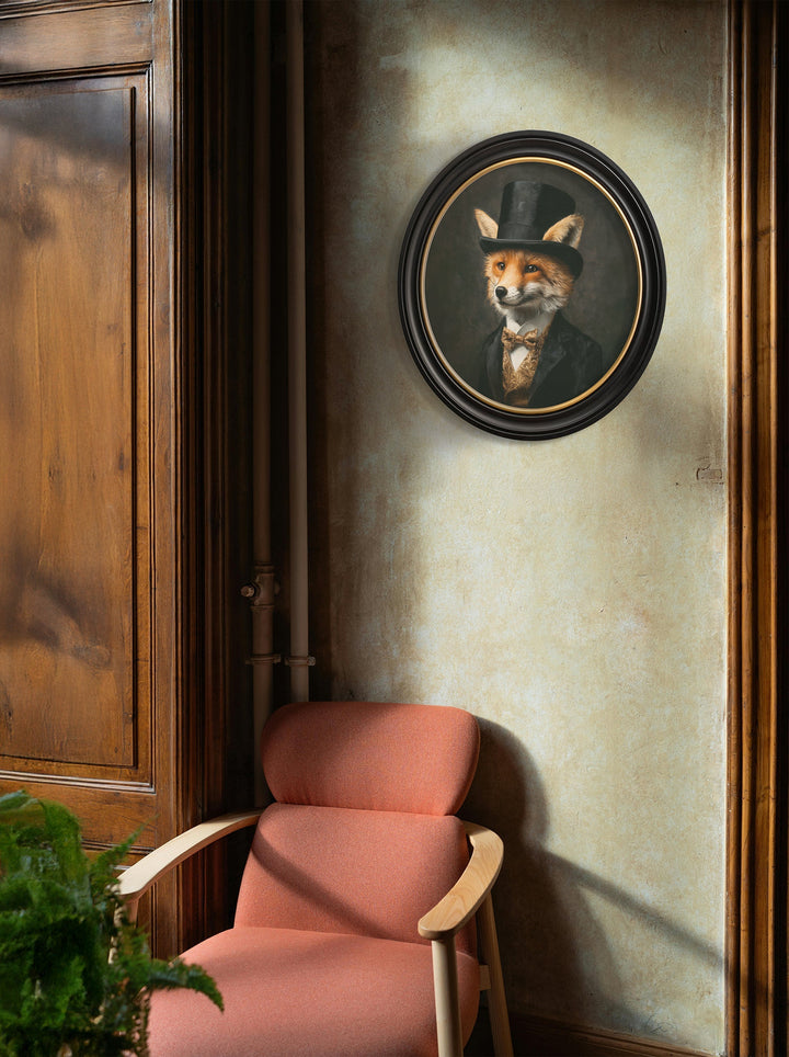 Count Foxalot - Gentleman Fox Oxford Round Frame