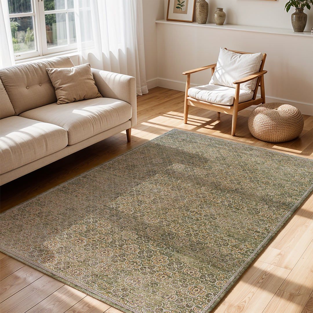 Myrtle Avenue II Galey Alix Vintage Rug Green - TheArtistsQuarter