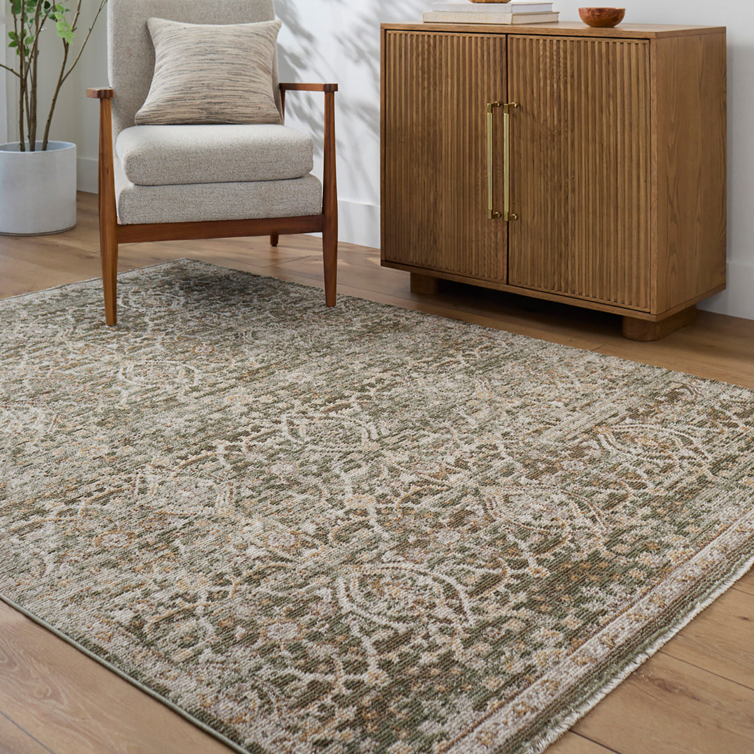 Myrtle Avenue VI Galey Alix Vintage Rug Green - TheArtistsQuarter