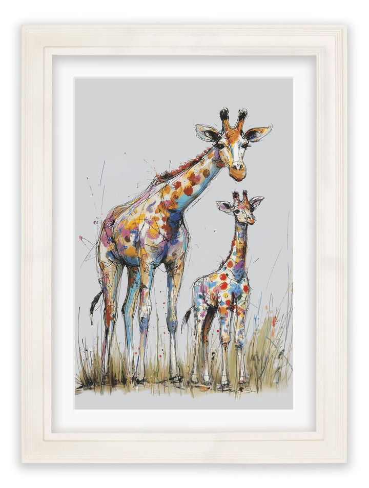 Family of Giraffes Cosy Sketch - Cream Hurstwood Frame