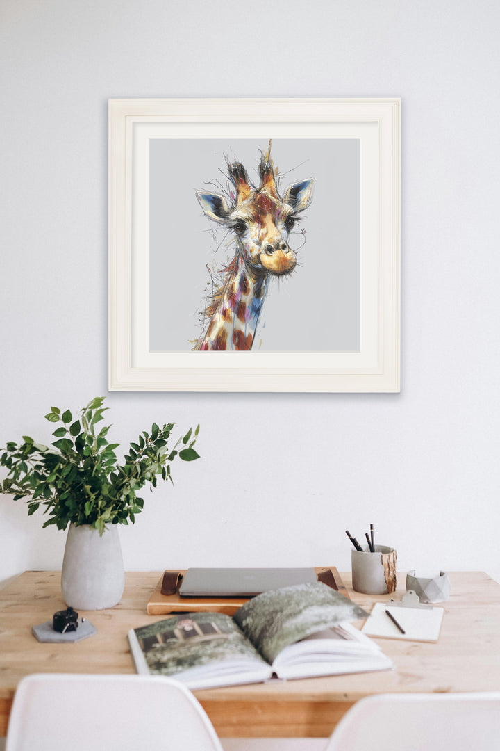 Tall Giraffe Cosy Sketch - Cream Hurstwood Square Frame