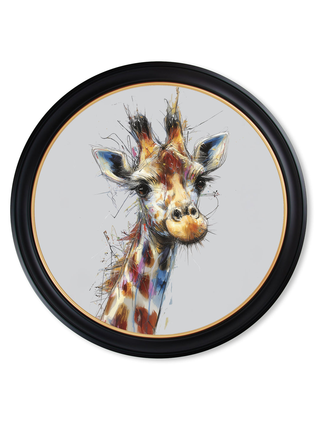 Tall Giraffe Cosy Sketch - Oxford Round Frame