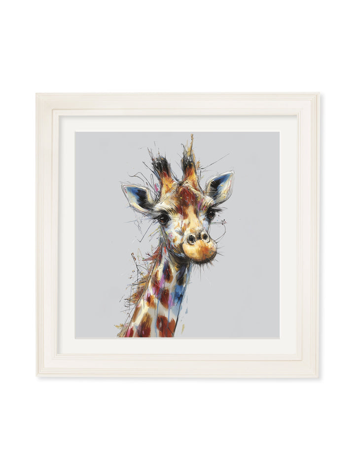 Tall Giraffe Cosy Sketch - Cream Hurstwood Square Frame